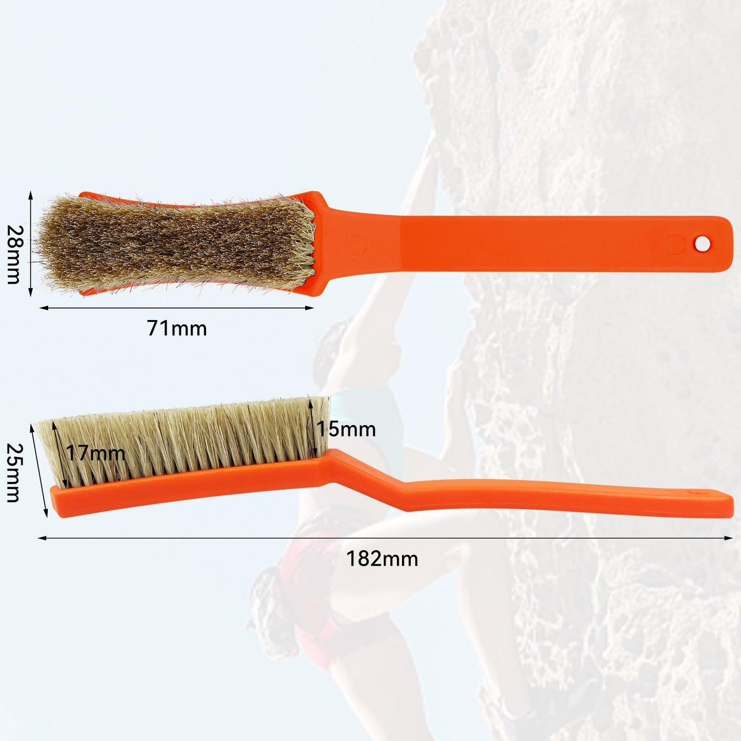 TWO STONES Climbing & Bouldering Brush with Natural Firm Boar's Hair Bristles and Durable Handle (PT-18005-BK&LBL-TS)