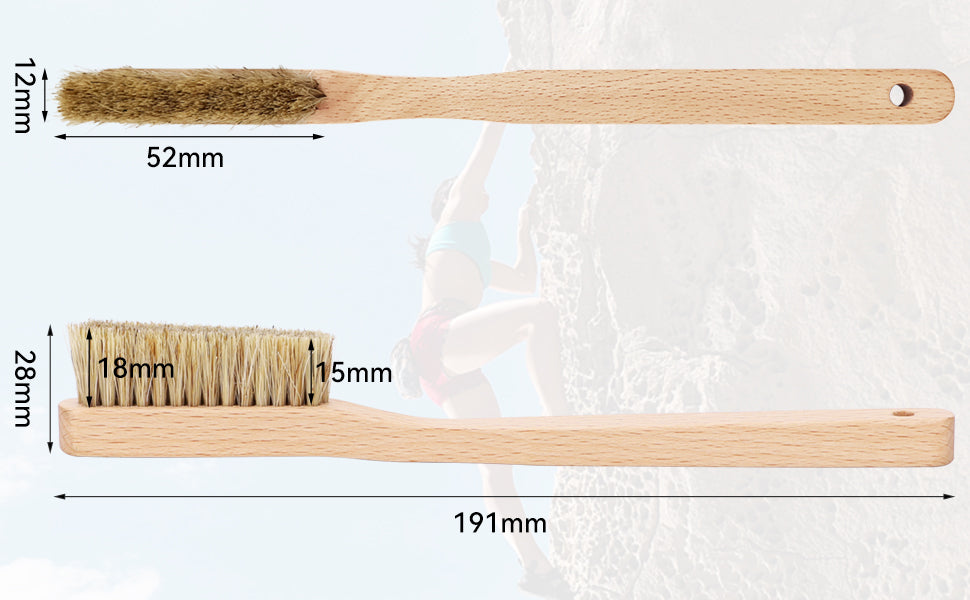 Wooden Rock Climbing Brush & Bouldering Brush with Thick Ultra Durable Boar's Hair Bristles (CJ-CB2028B-A-TS)