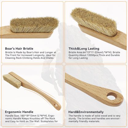 Premium Wooden Bouldering Brush with Strong Handle, Uni-Sex Boulder Brushes as Rock Climbing Gift (CJ-CB2008A-B-TS)