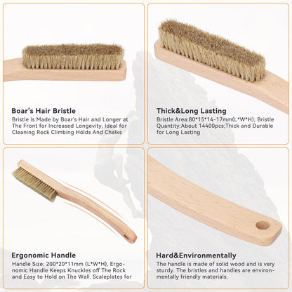 Premium Wooden Bouldering Brush with Strong Handle, Uni-Sex Boulder Brushes as Rock Climbing Gift (CJ-CB2001A-B-TS)