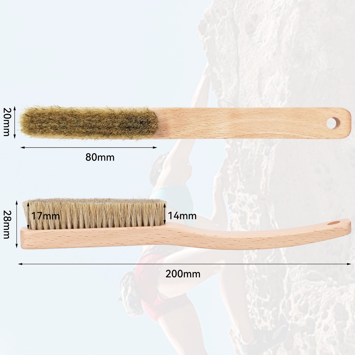 Premium Wooden Bouldering Brush with Strong Handle, Uni-Sex Boulder Brushes as Rock Climbing Gift (CJ-CB2001A-B-TS)