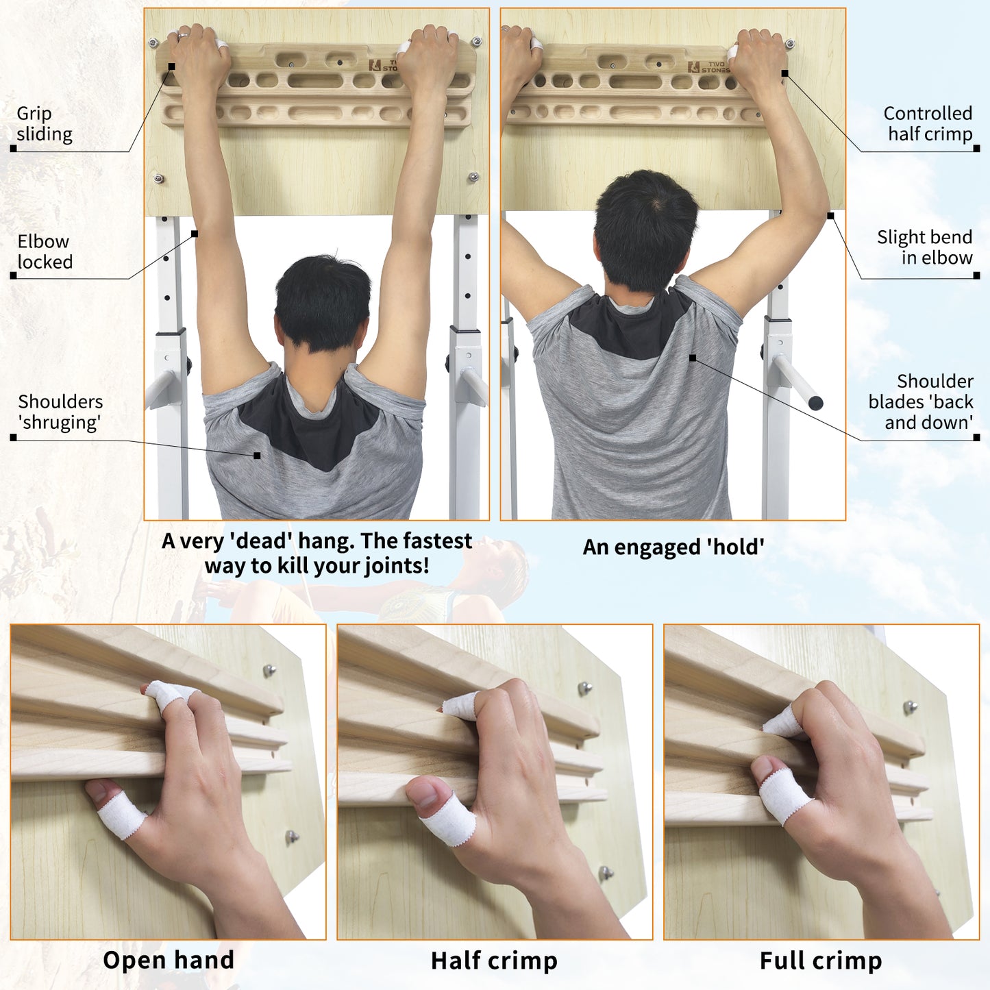 Wooden Hangboard Rock Climbing Pull Up Bar Designed Training for Climbing (CJ-HB2050-TS)