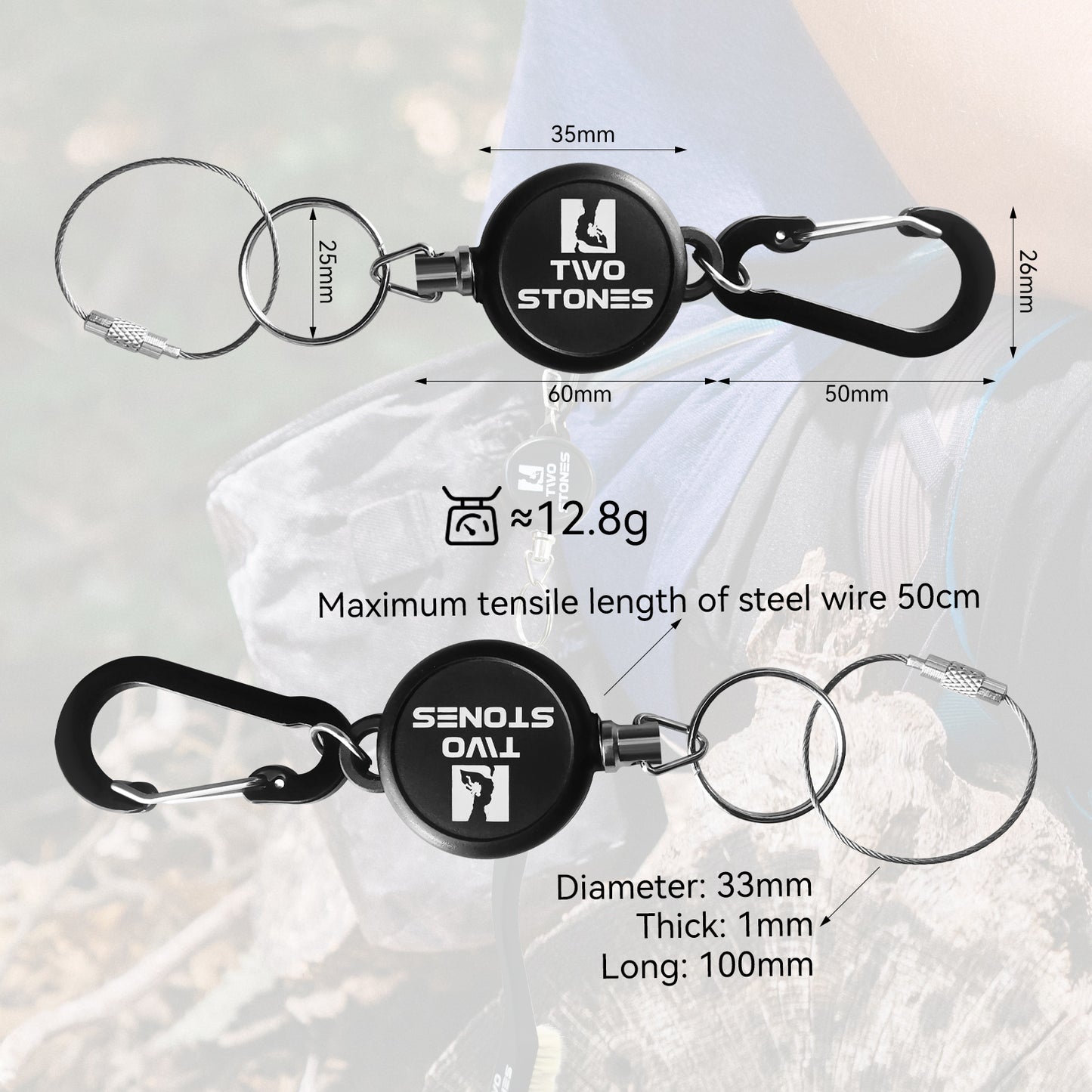 TWO STONES Retractable Keychain 4in1  convenient  Climbing accessories climbing brush good partner automatic contraction activity climbing chain  anti-loss /4PCS(CJ-CS2401-TS)