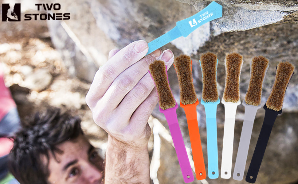 TWO STONES Climbing & Bouldering Brush with Natural Firm Boar's Hair Bristles and Durable Handle (PT-18005-BK&PP-TS)