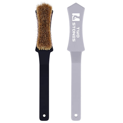 TWO STONES Climbing & Bouldering Brush with Natural Firm Boar's Hair Bristles and Durable Handle (PT-18005-BK&GY-TS)