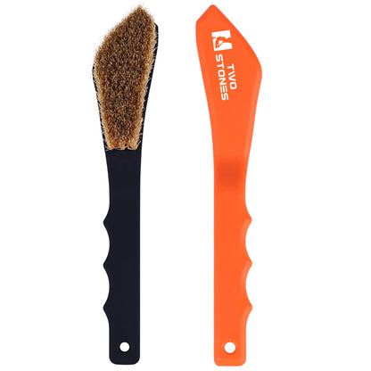 TWO STONES Boar Hair Rock Climbing Brush with Ergonomic Handle (PT-18007-BK&OG-TS)