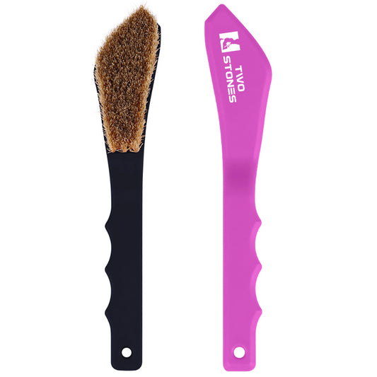 TWO STONES Boar Hair Rock Climbing Brush with Ergonomic Handle (PT-18007-BK&PP-TS)